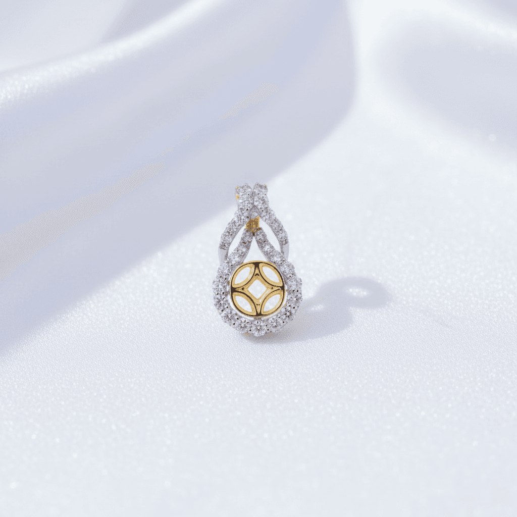 Two-Tone Teardrop Diamond Pendant — P07445