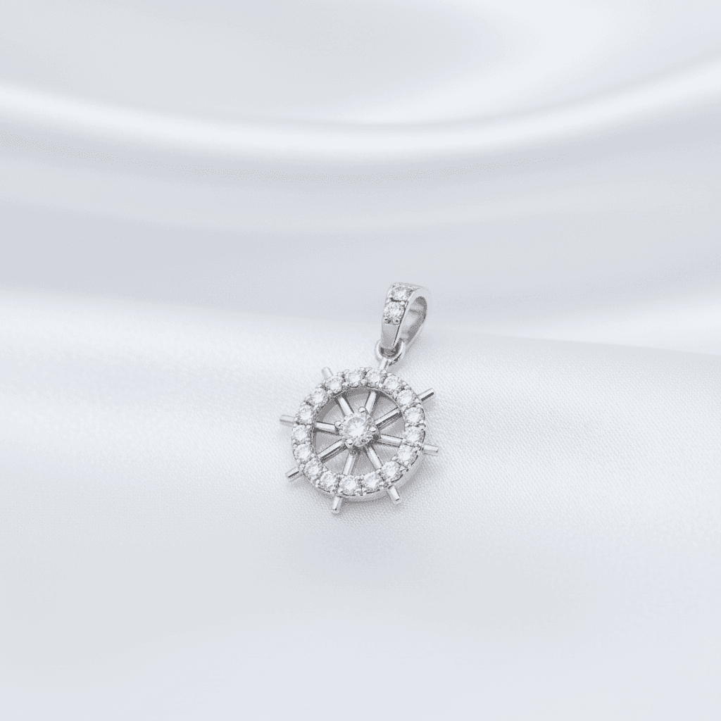 Ship Wheel Diamond Pendant — P07513