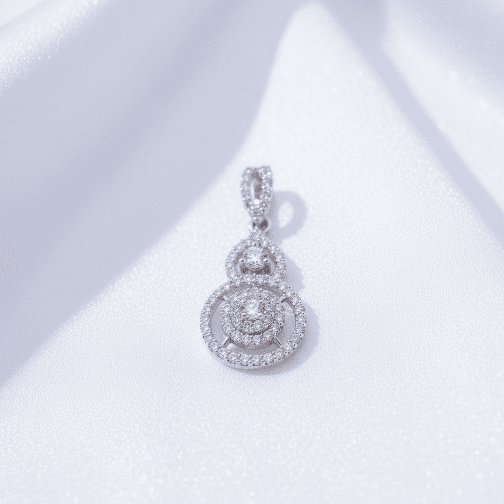 Double Halo Circle Diamond Pendant — P07528
