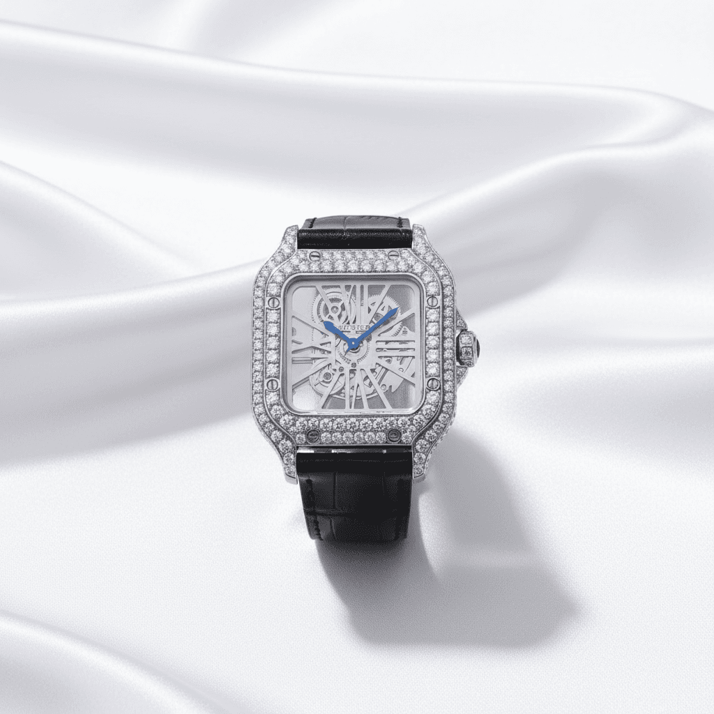 Square Skeleton Diamond Watch — W003